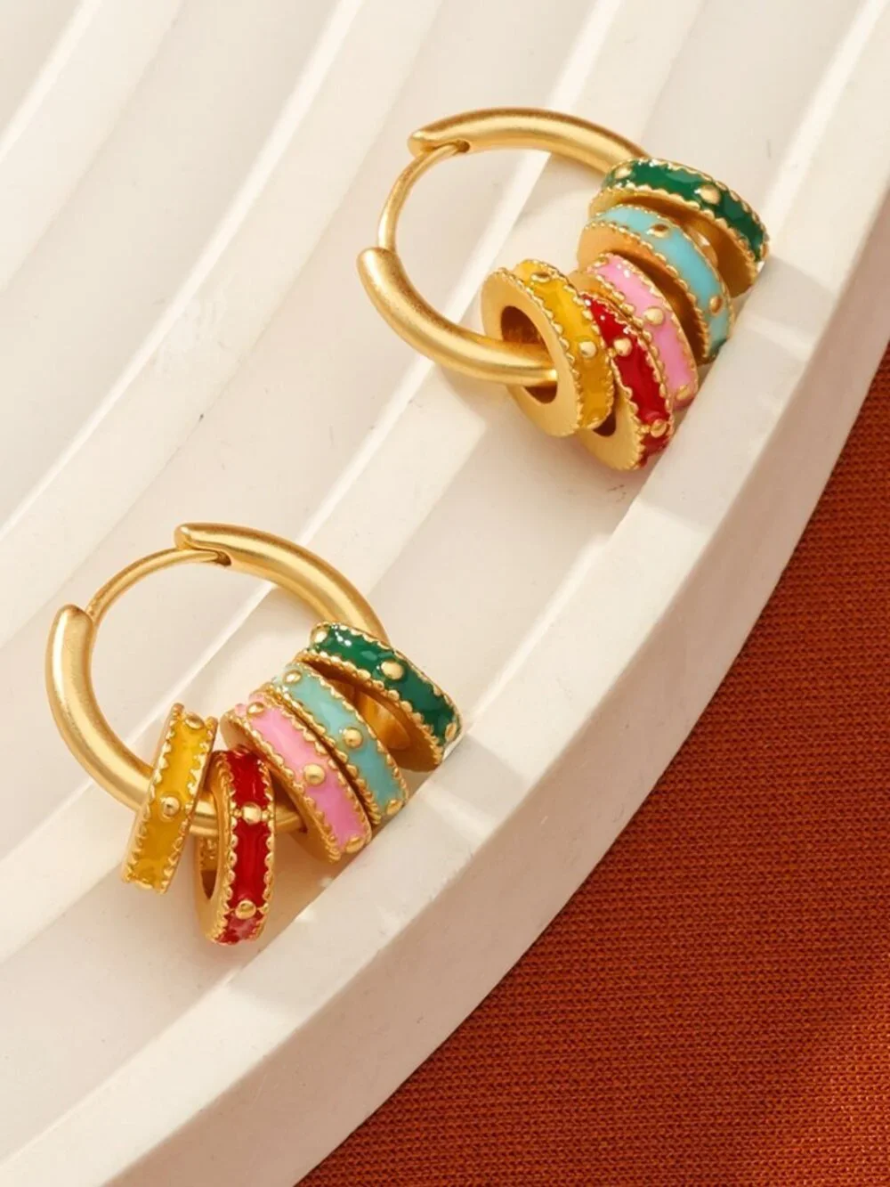 Gold Casual Women's multicolor Geometric Hoop Earrings